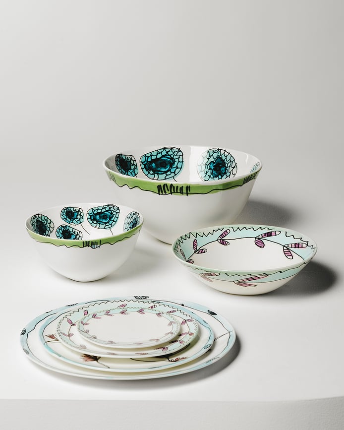 Midnight Flowers Anemone Vaniglia Skledi, 15 cm, bež, 2 kosa