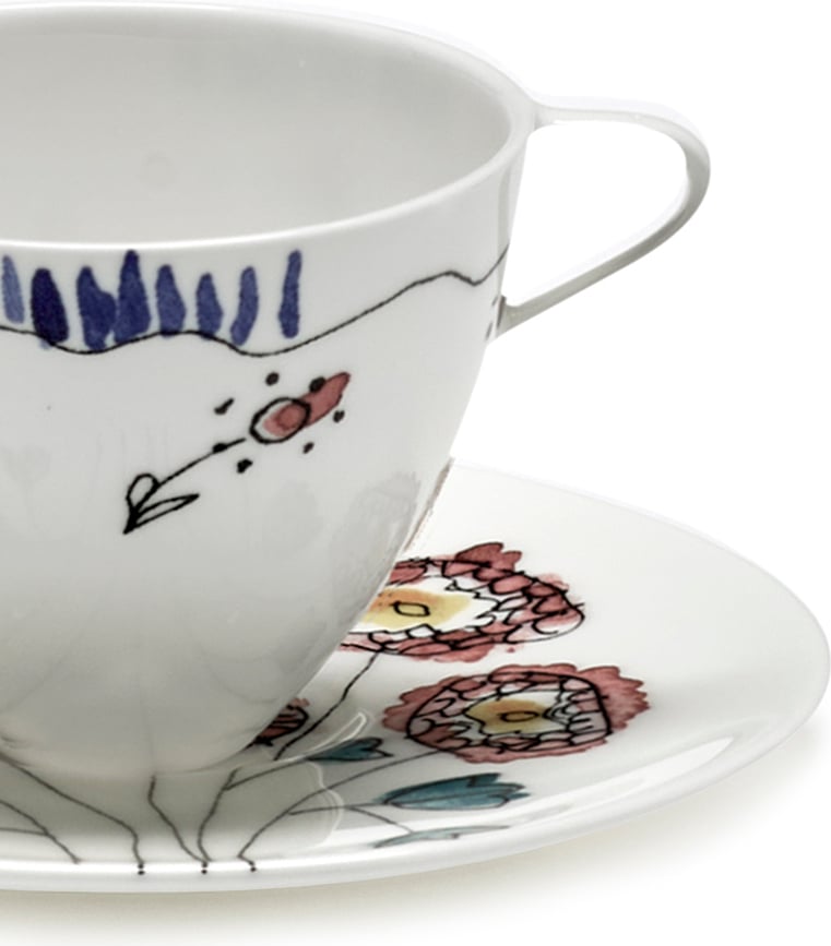 Midnight Flowers Blossom Milk Skodelica s krožnikom za kavo, 80 ml, 2 kosa