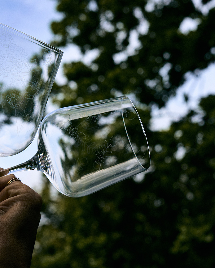 Midnight Flowers Verres à Vin Blanc, 400 ml, Lot de 4