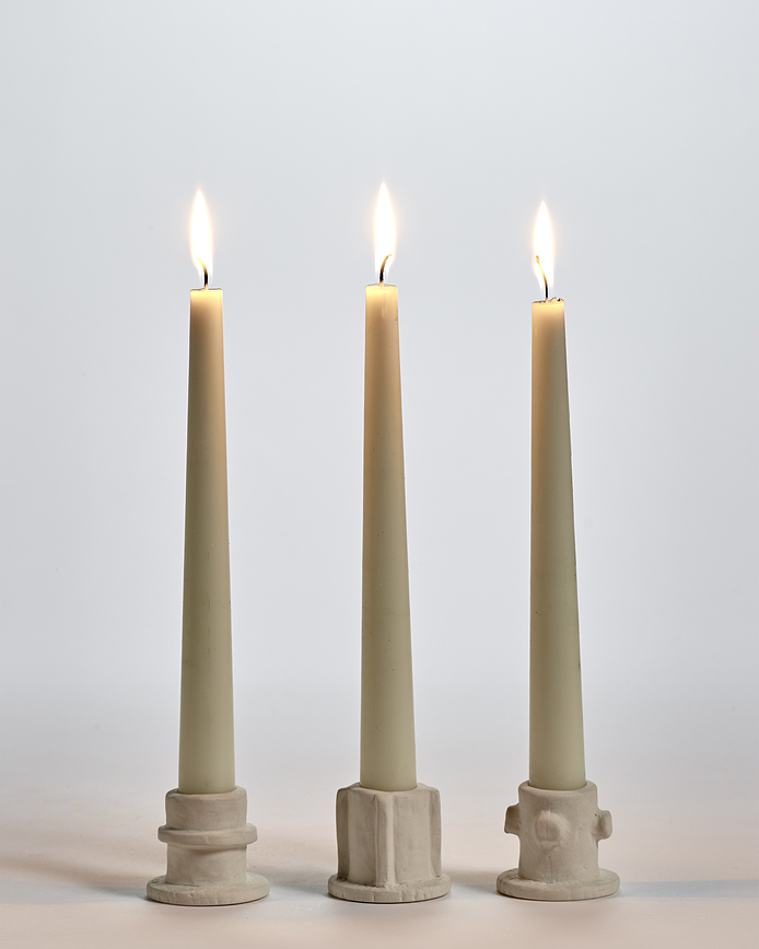 Molly Bougeoirs pour bougies classiques, 6,5 cm, beiges, Lot de 3