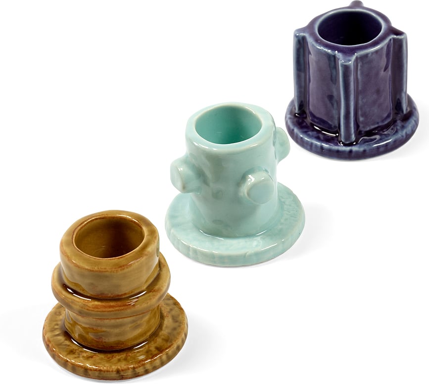 Molly Κηροπήγια για κλασικά κεριά, μπλε-καφέ, 3 τμχ