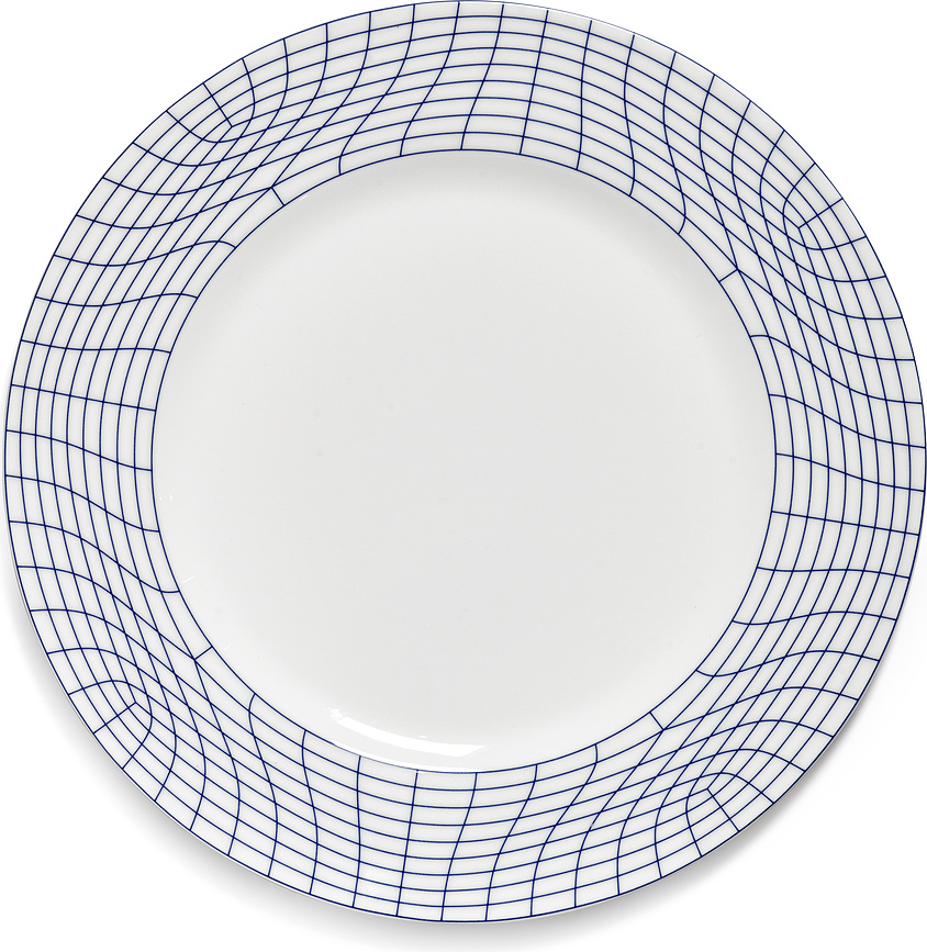 Nido 01 Assiettes plates 29 cm, blanc et bleu, lot de 2
