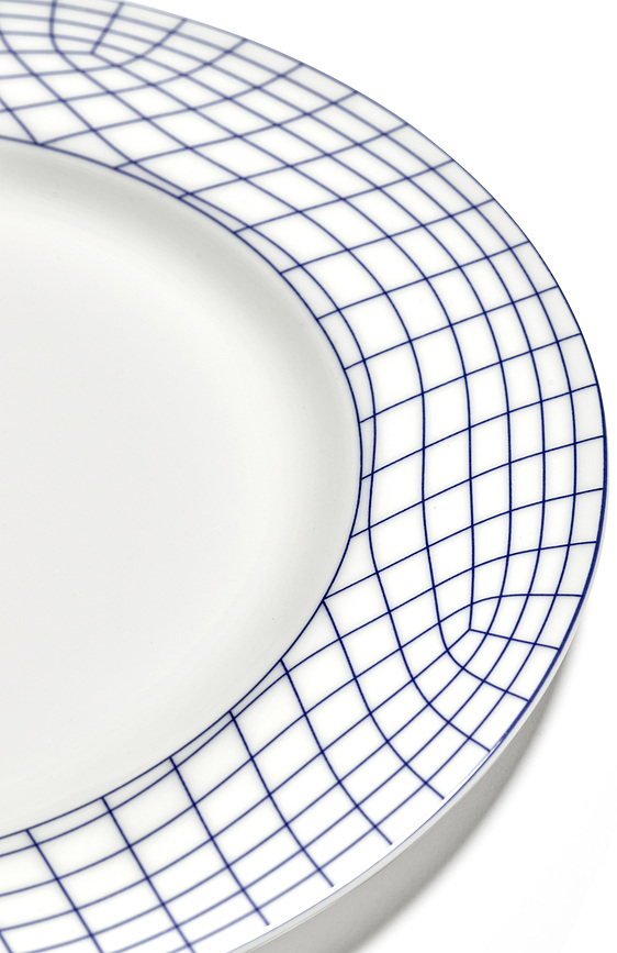 Nido Assiettes plates 24 cm, blanc et bleu, lot de 4