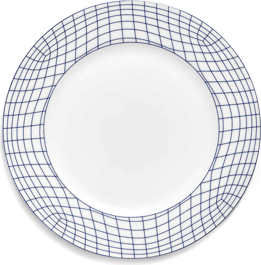 Nido Assiettes plates 24 cm, blanc et bleu, lot de 4