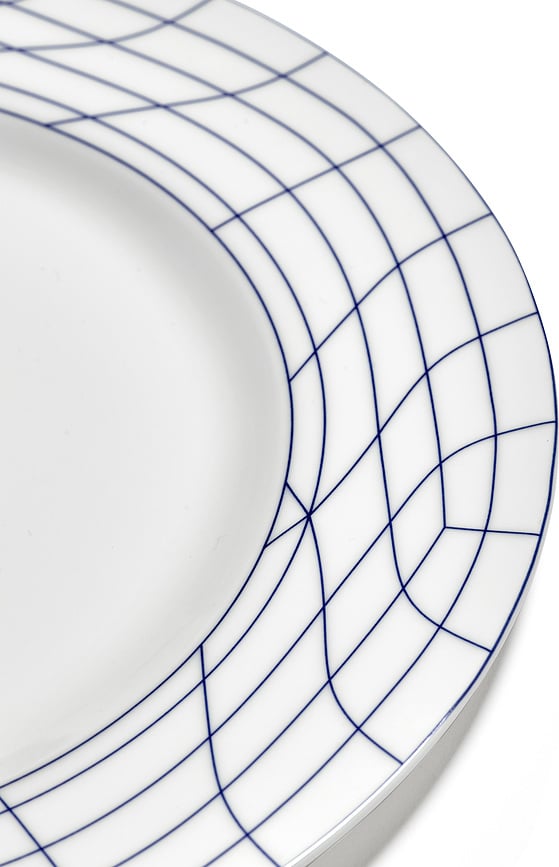 Nido 02 Assiettes plates 29 cm, blanc et bleu, lot de 2