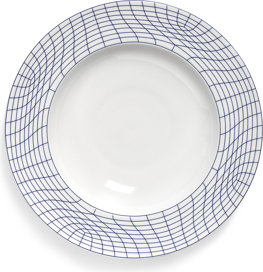 Nido 02 Krožnik globok, 28 cm, belo-moder