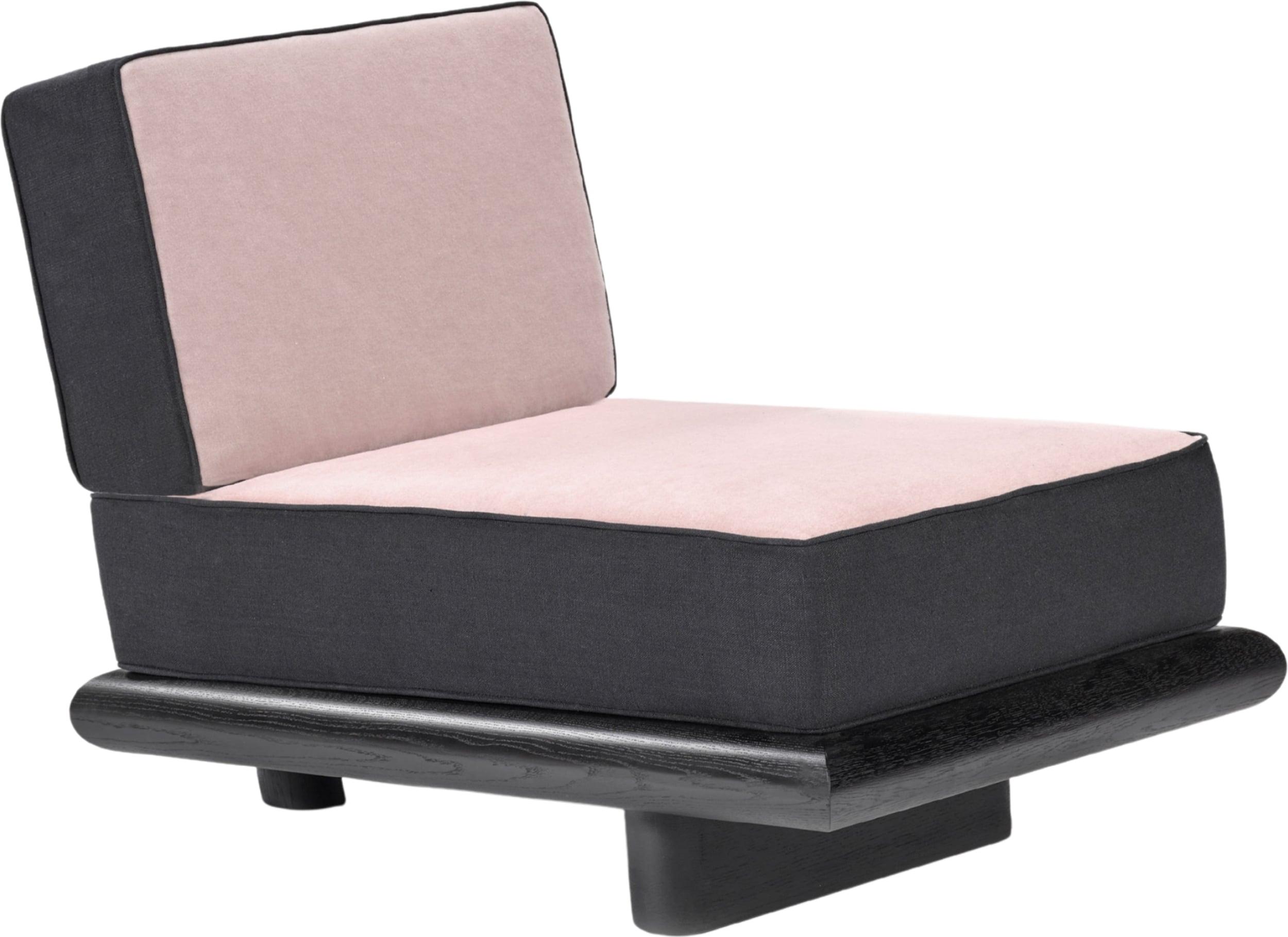 Ono Velvet Sessel, 95 cm, rosa-schwarz, schwarze Eiche