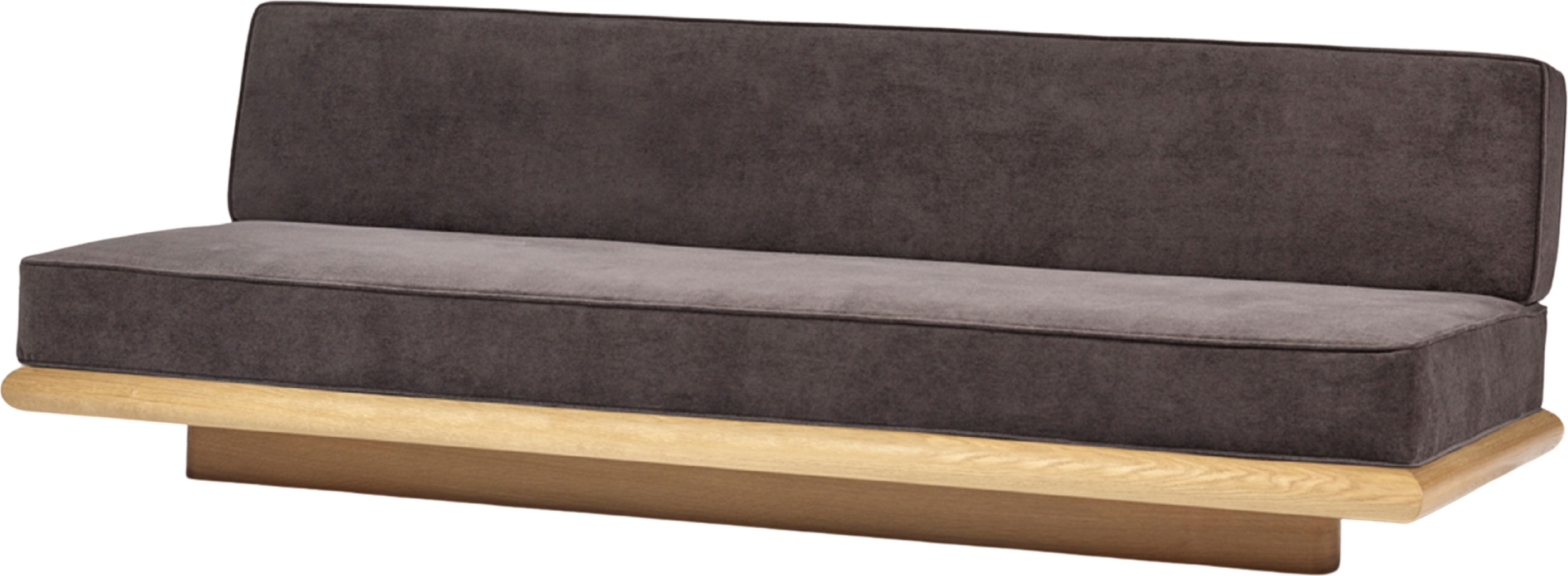 Ono Velvet Sofa 234 cm, dunkelbraun, Eiche Natur