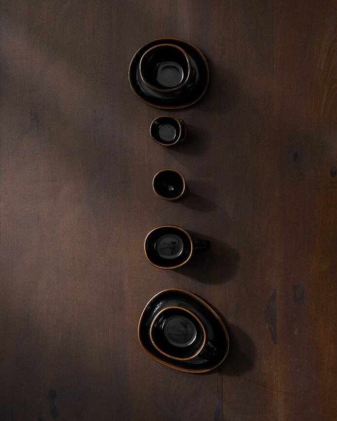 Out of Lines Assiettes à pain, marron et noires, Lot de 2