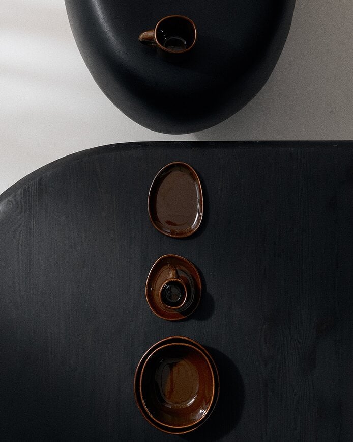 Out of Lines Assiettes creuses 23 cm, marron-noir, Lot de 2