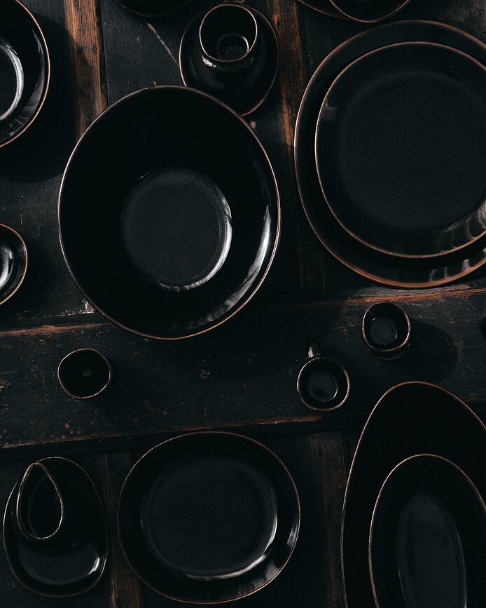 Out of Lines Assiettes creuses 23 cm, marron-noir, Lot de 2