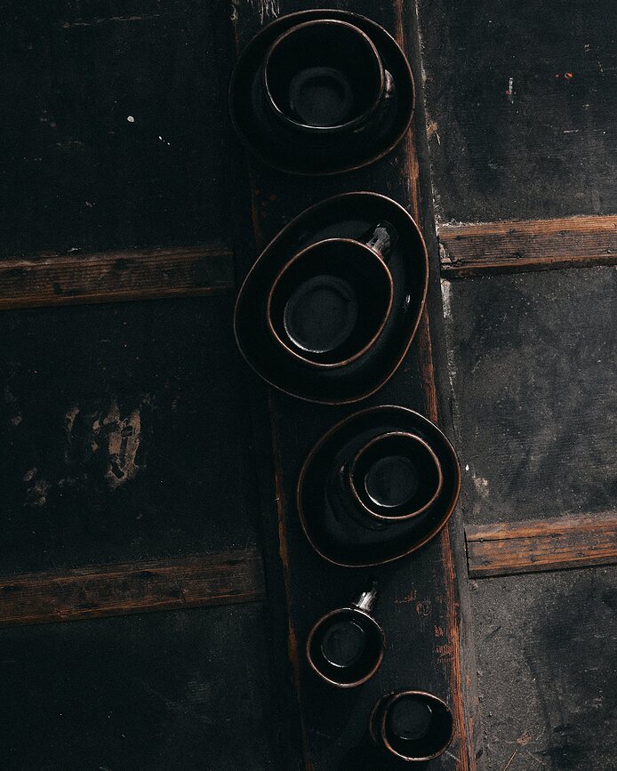 Out of Lines Bols 190 ml, marron et noir, Lot de 2