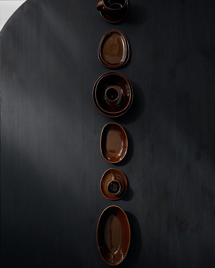 Out of Lines Soucoupes 13 cm, marron et noires, Lot de 2