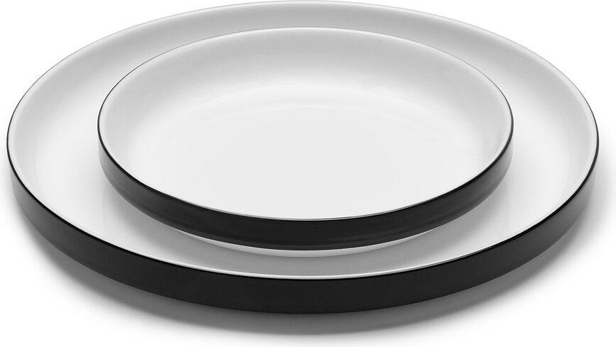 Passe-partout Assiettes à dessert 18 cm, noir et blanc, lot de 4
