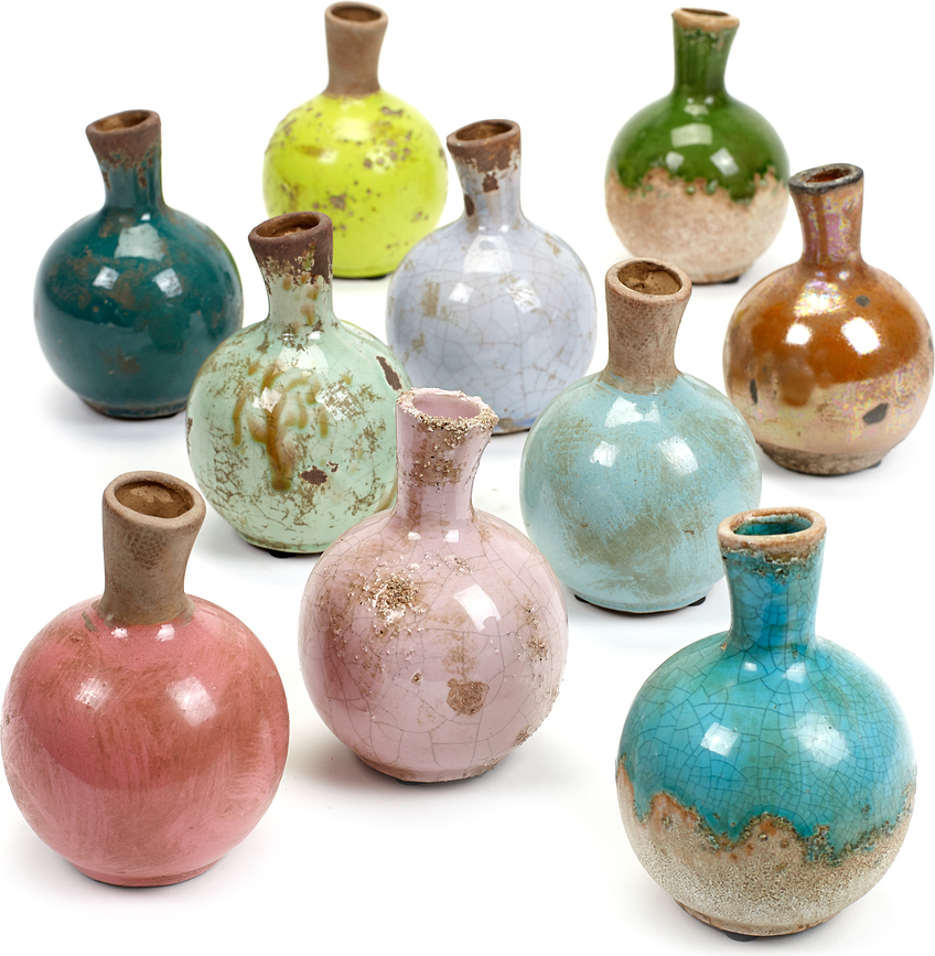 Pastels Vases, 12 cm, Lot de 10