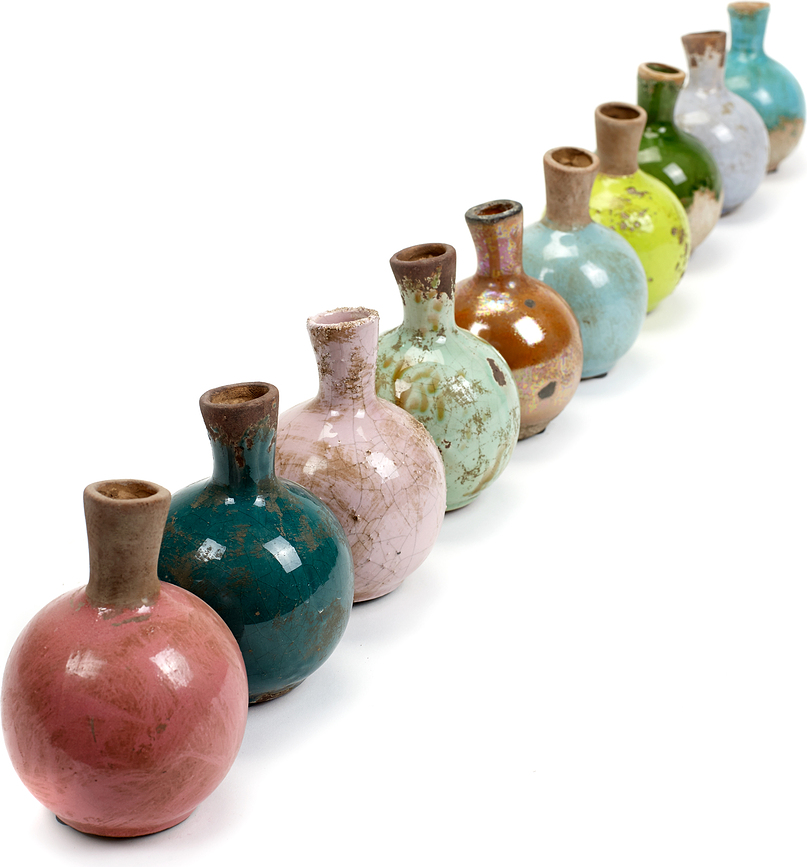 Pastels Vases, 12 cm, Lot de 10
