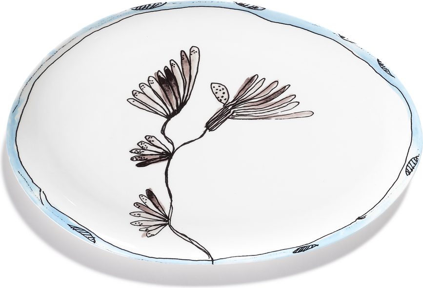 Piatto da portata Midnight Flowers ovale, 35 cm
