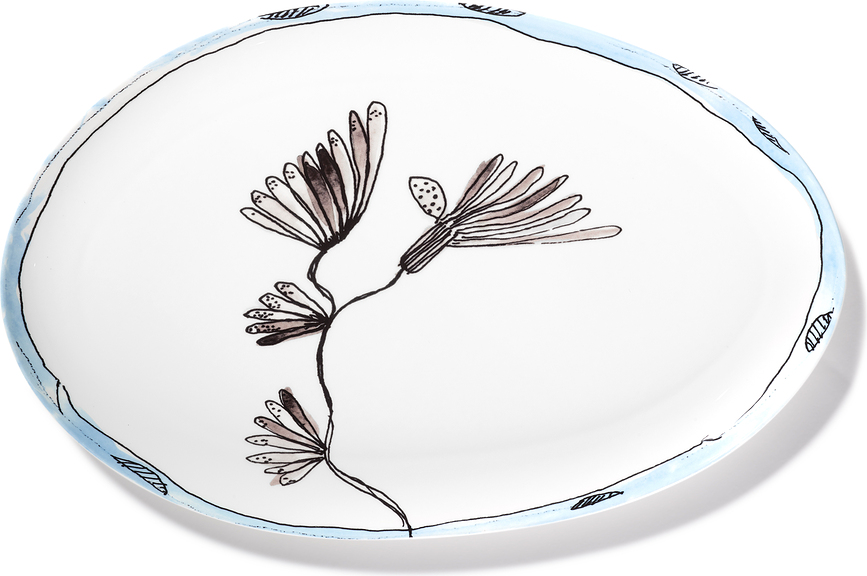 Piatto da portata ovale Midnight Flowers 46,5 cm