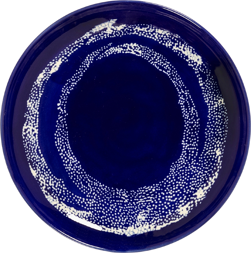 Plato de Desayuno Feast, 19 cm, con puntos, azul oscuro y blanco