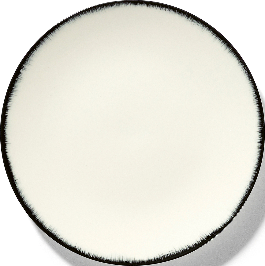 Plato de Postre Dé 6, 14 cm, blanco y negro