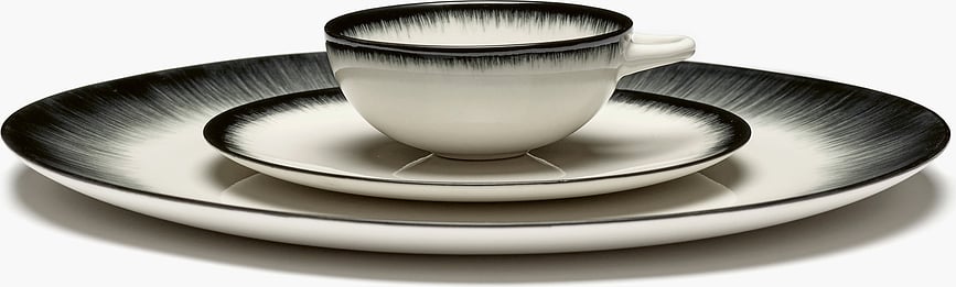 Plato de Postre Dé 6, 14 cm, blanco y negro