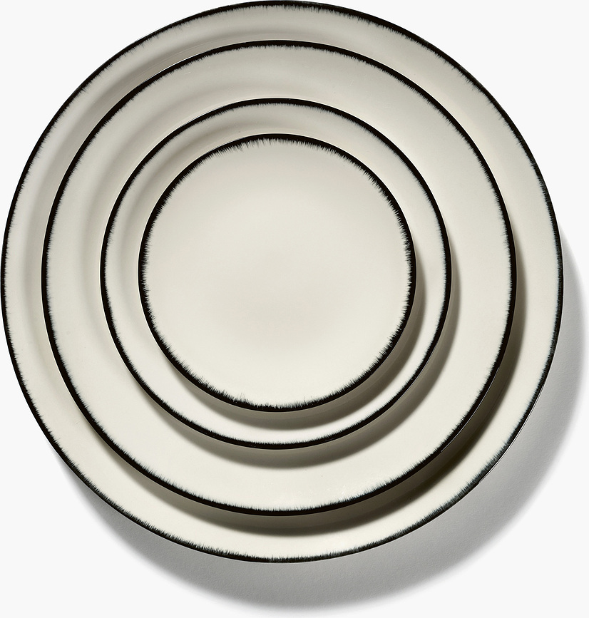 Plato de Postre Dé 4, 17,5 cm, blanco y negro