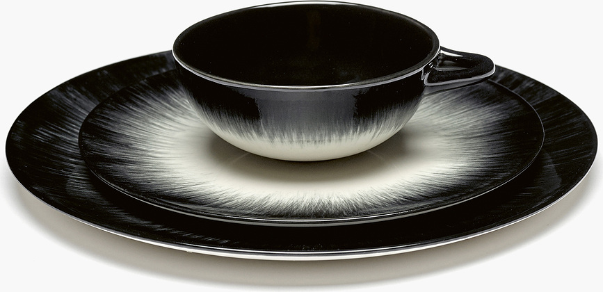 Plato de Postre Dé 4, 17,5 cm, blanco y negro