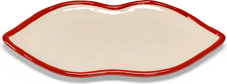 Plato de servir Les Objets Mouleversants, blanco y rojo