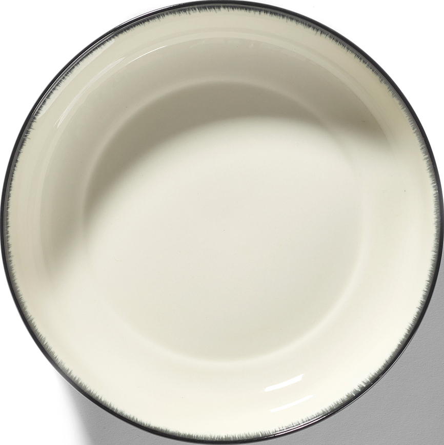 Plato Hondo Dé B, 18,5 cm, blanco y negro