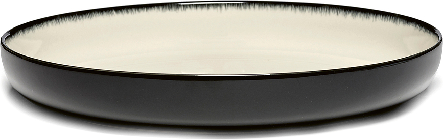 Plato Hondo Dé, 27 cm, negro y blanco