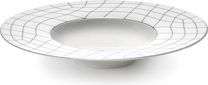 Plato Hondo Nido, 28 cm, blanco y azul