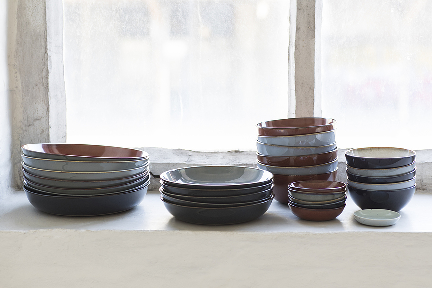 Plato Hondo Terres De Rêves, 21 cm, azul y beige