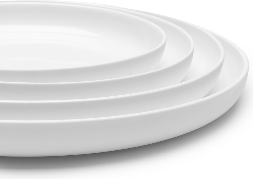 Plato Llano esmaltado Base, 28 cm, blanco, con borde elevado