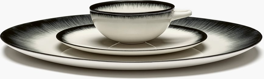 Plato Llano Dé 4, 24 cm, negro y blanco