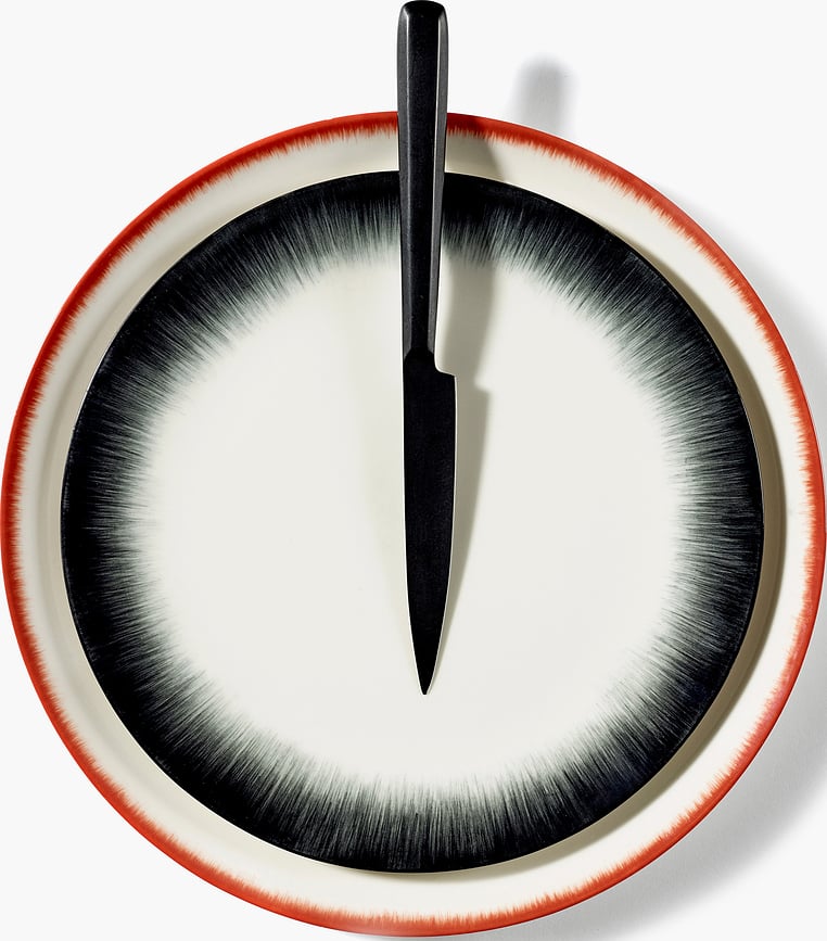 Plato Llano Dé 4, 24 cm, negro y blanco