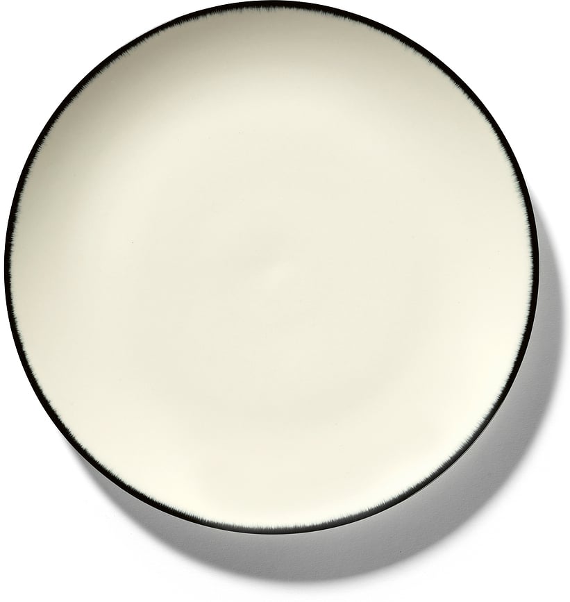 Plato Llano Dé 4, 24 cm, negro y blanco