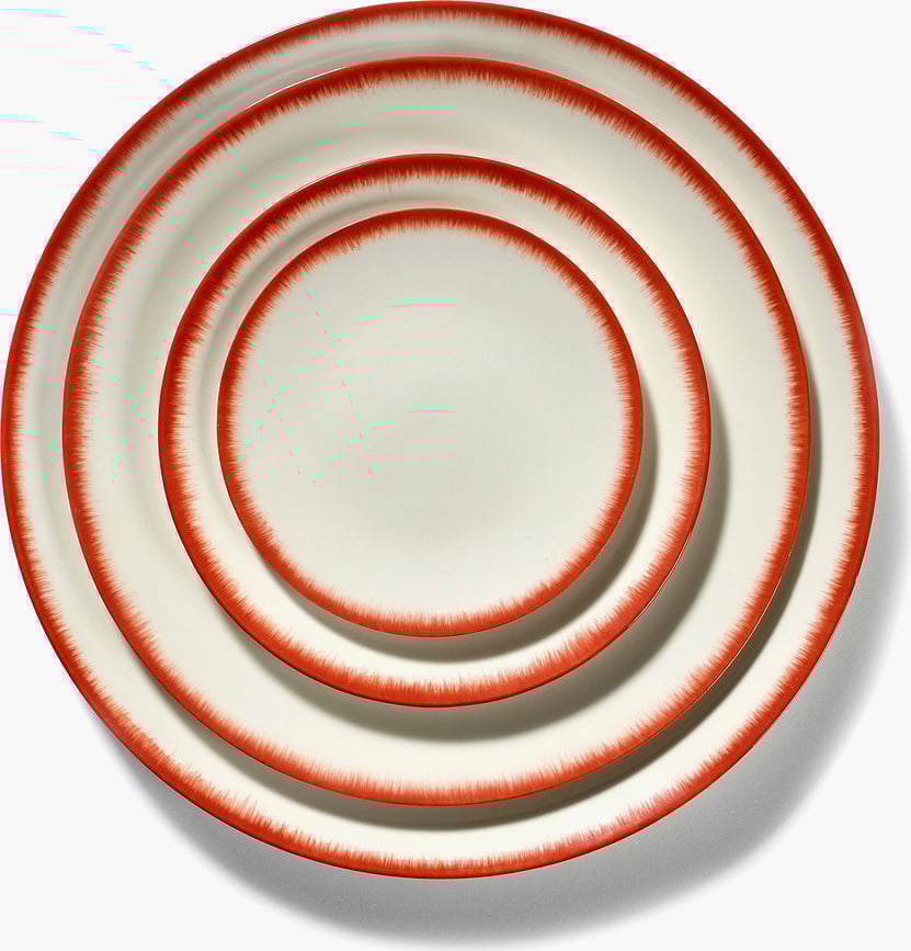 Plato llano Dé 5, 24 cm, rojo y blanco