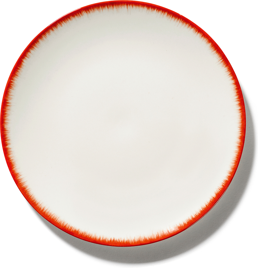 Plato Llano Dé 5, 28 cm, rojo y blanco