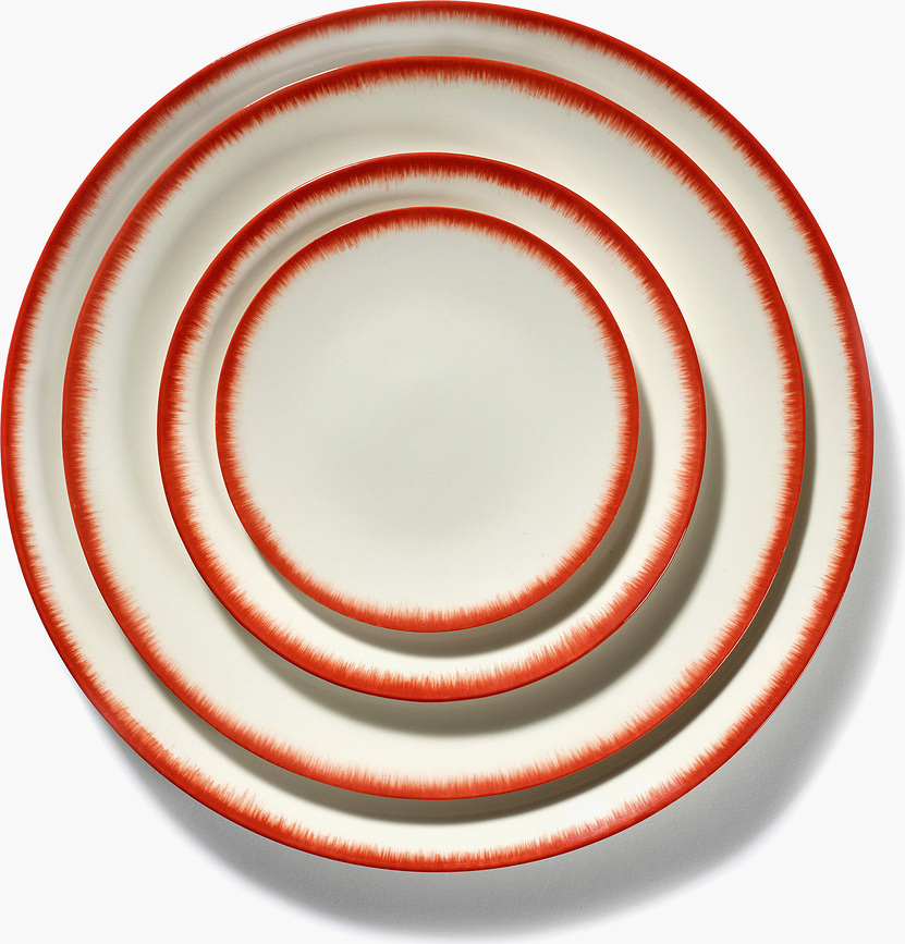 Plato Llano Dé 5, 28 cm, rojo y blanco