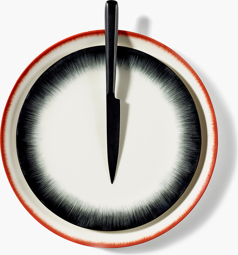 Plato Llano Dé 5, 28 cm, rojo y blanco