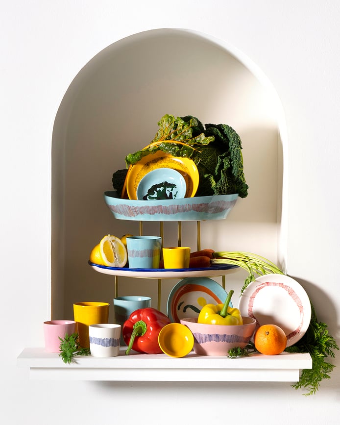 Plato Llano Feast, 26,5 cm, blanco y azul