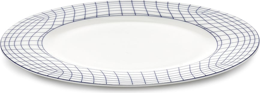Plato Llano Nido, 24 cm, blanco y azul