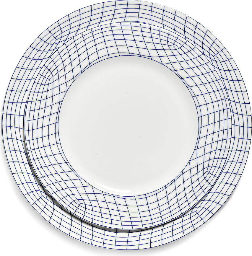 Plato Llano Nido, 24 cm, blanco y azul