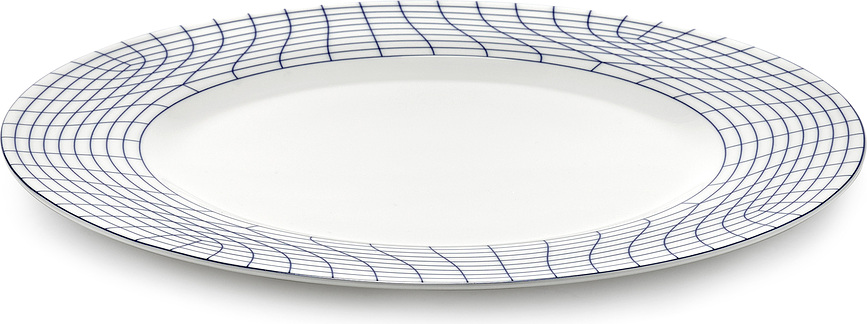 Plato Llano Nido 02, 29 cm, blanco y azul