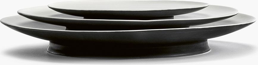 Plato Llano Ra, 24 cm, blanco y negro