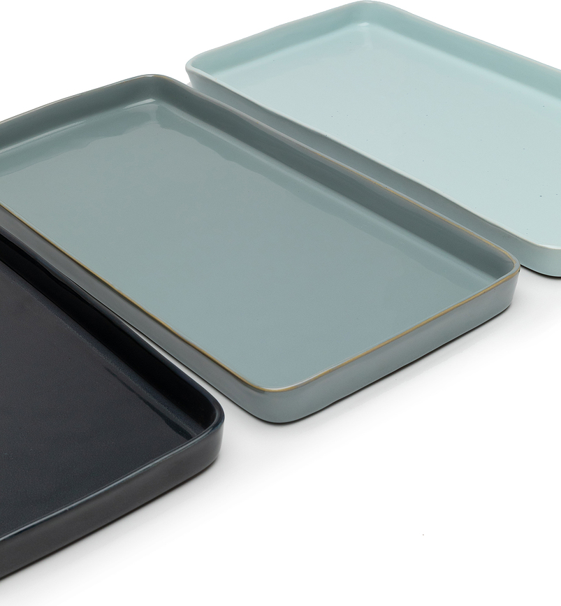 Plato rectangular Terres De Rêves, 37 cm, azul marino