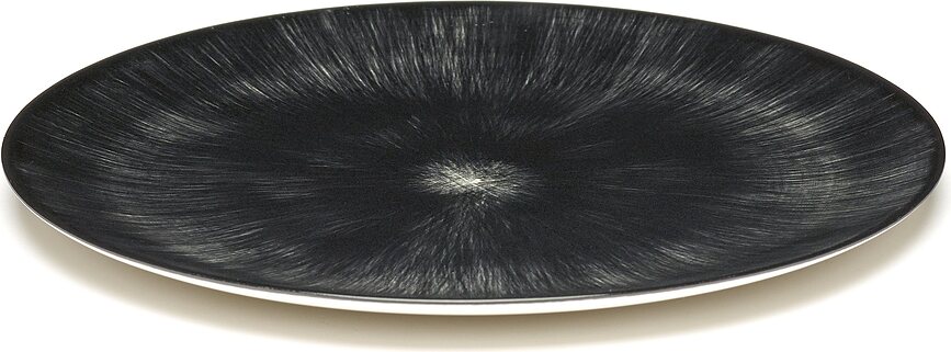 Platos de Desayuno Dé 6, 24 cm, negros y blancos, 2 unidades