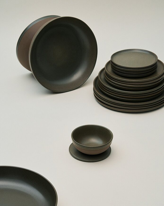 Platos de Desayuno Surface, 21 cm, negros y grises, 4 unidades