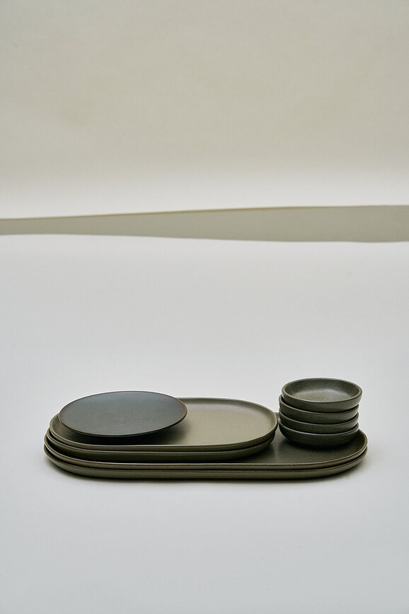 Platos de Desayuno Surface, 21 cm, negros y grises, 4 unidades