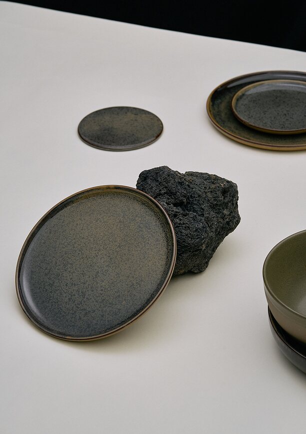 Platos de Desayuno Surface, 21 cm, negros y grises, 4 unidades